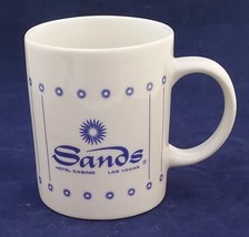 Vintage Las Vegas SANDS Casino Hotel Souvenir Coffee Mug White Blue Stri... - £5.13 GBP