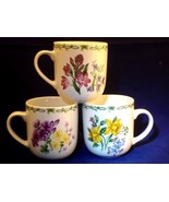 Thomson Pottery,floral garden 3 mugs replacement Daffodil, Geranium, Pin... - £6.95 GBP