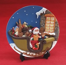 SANTA TOYS &amp; SLIDE A CHRISTMAS REMEMBERED  1997 DECORATIVE 3D RESIN PLATE - £6.70 GBP