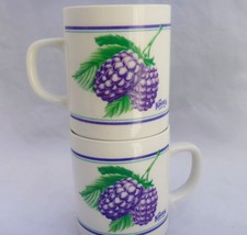 Green Purple Berry 4 Knott’s berry farm mugs coffee/tee/hot chocolate 10Oz. - £10.03 GBP