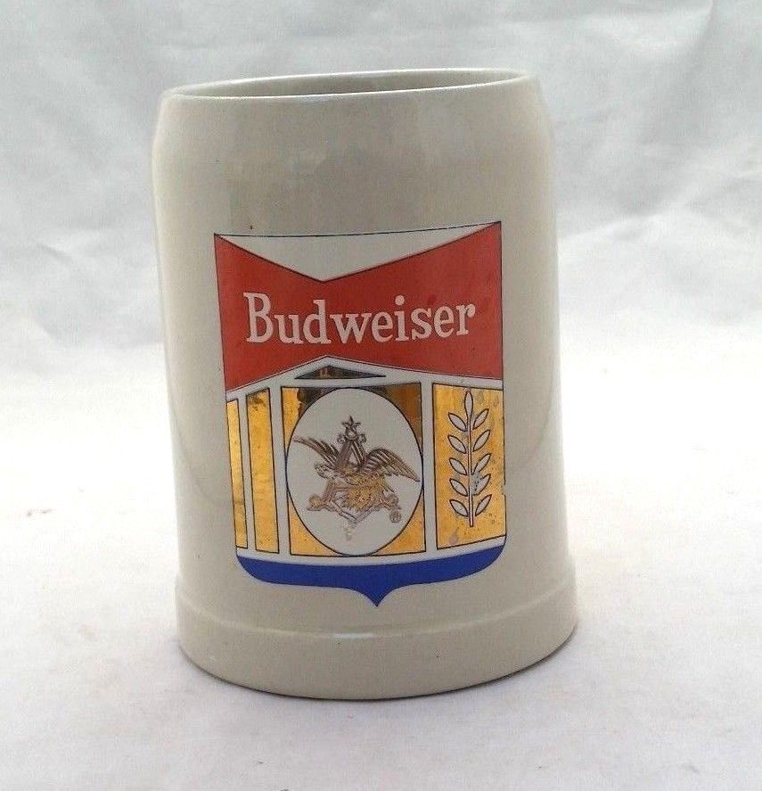Primary image for Budweiser collectible beer ceramic mug heavy stein gray red gold blue logo