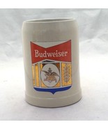 Budweiser collectible beer ceramic mug heavy stein gray red gold blue logo - £7.45 GBP
