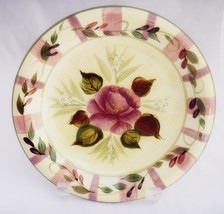 222 FIFTH PTS International Rosie style, 8”ceramic plate hand painted pink rose  - £5.08 GBP