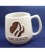 Girl Scouts ceramic mug white brown Relief Style Ceramic StonewarCoffee ... - £11.60 GBP