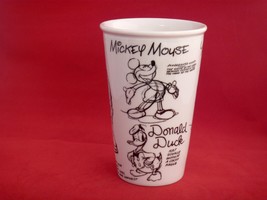 Disney Mug, Black on White, Cartoon Sketching Mickey,Minnie,Donald, Plut... - $9.40