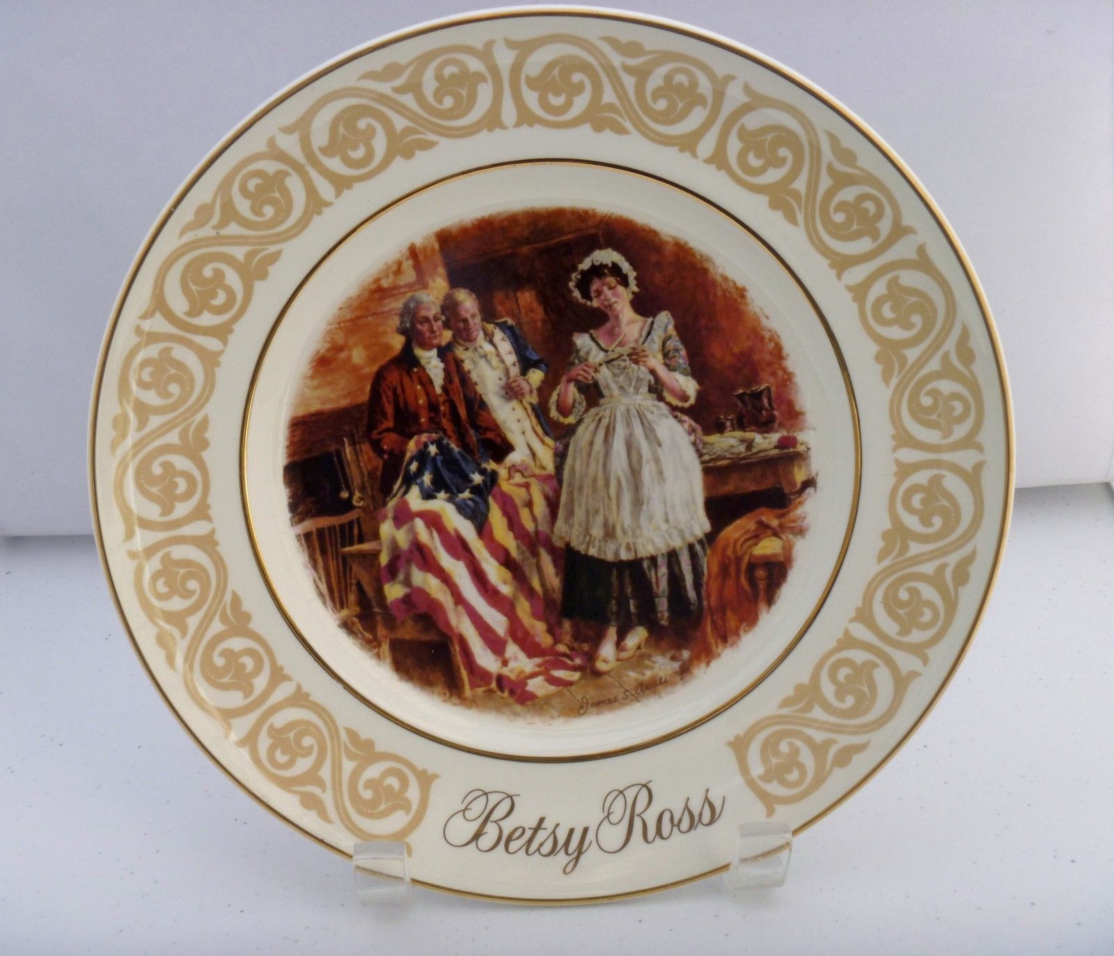 Betsy Ross Patriot Flagmaker, 8 ½” 1973 Collectors OR serving  plate by Avon - $6.92