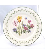 Gibson  Everyday 10½” White plate, Tulips &amp; Anemones, Green Trim Decoration - £5.43 GBP