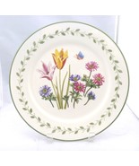 Gibson  Everyday 10½” White plate, Tulips &amp; Anemones, Green Trim Decoration - $6.95