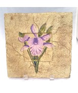 Iris flower resin wall plaque hand painted pink purple green over sand c... - £5.41 GBP