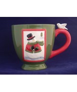Harry and David RARE 2007 3D Green Red Christmas mug White Dove on the h... - £4.63 GBP