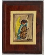 DeGrazi Angel Music little angel playing a cello decoupage vintage wood ... - £6.58 GBP