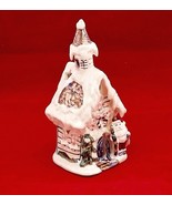 Christmas Santa Victorian house 6 ½” glossy ceramic candle holder gift l... - £4.62 GBP