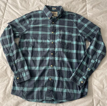 Hollister Shirt Adult Medium Blue Plaid Button Up Logo Mens Cotton - £11.71 GBP