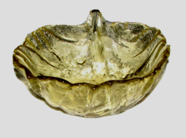 Vintage Blenko Art Glass Cabbage Leaf Bowl Amber / Green Carnaval Glass - £15.68 GBP
