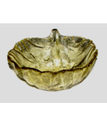 Vintage Blenko Art Glass Cabbage Leaf Bowl Amber / Green Carnaval Glass - £15.85 GBP