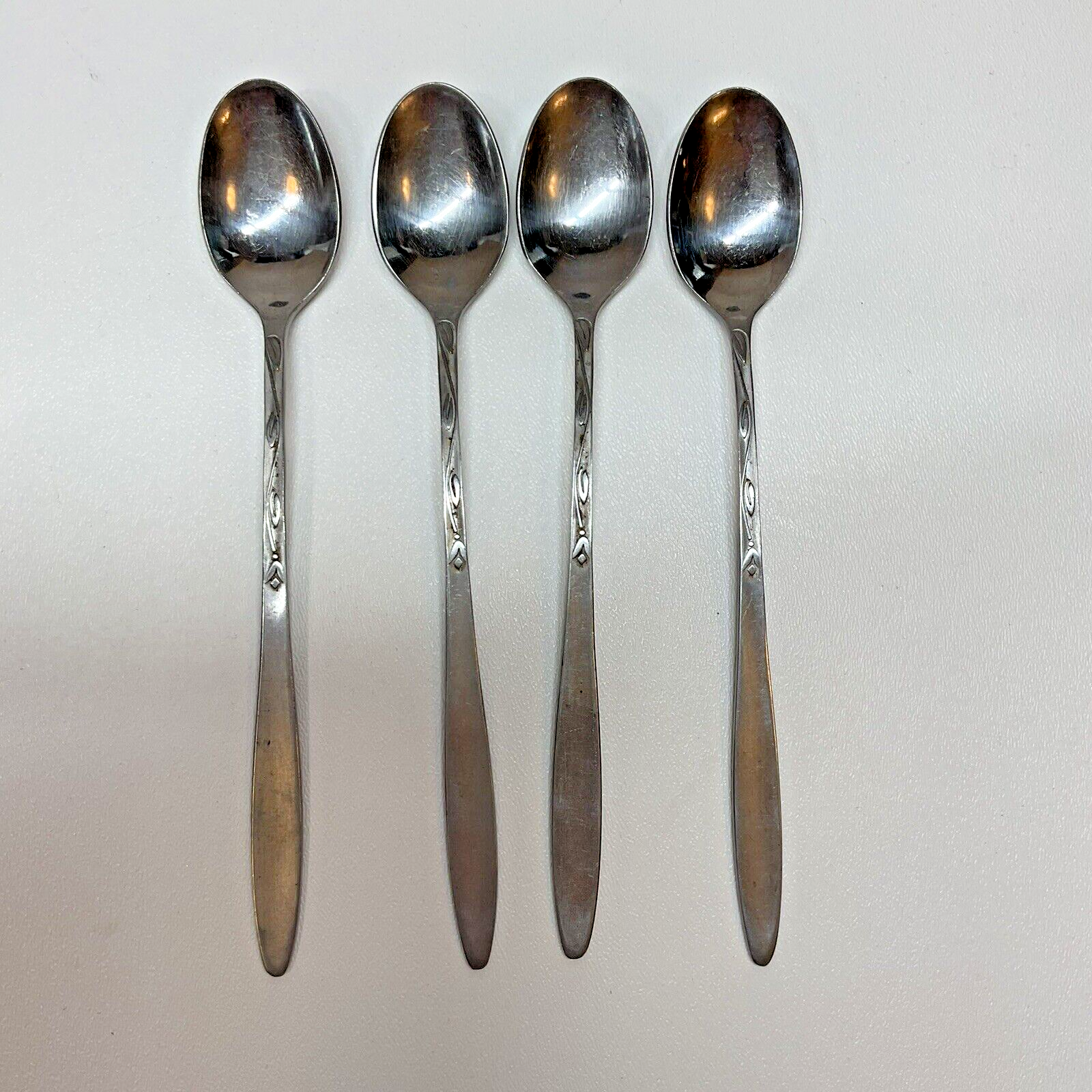 (4) Amefa Silver TULIP TIME 7 3/8&quot; Stainless Iced Tea No Black Accent - ... - $11.95