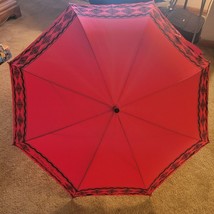 Umbrella Paloma Picasso Umbrella Red &amp; Black Vintage Plastic Still On Ha... - $36.98