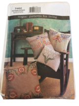 Vogue Sewing Pattern 7462 Mission Style Embroidered Pillows Home Decor U... - $29.99