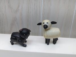 Fisher-Price Little People vintage hex screw farm animals black pig shee... - $15.42