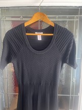 Candies Dress Woman  Black Knit Textured Sweater Dress M Fit And Flare - $17.77