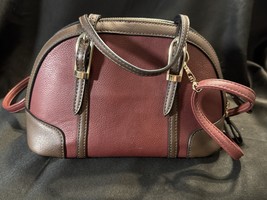 Simply Noelle Colorblock Faux Leather Satchel Crossbody Bag Burgundy Brown - €28,10 EUR