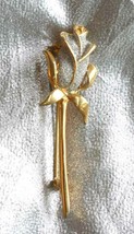 Elegant Textured Silver-tone &amp; Gold-tone Rose Flower Brooch 1960s vintage 2 5/8&quot; - £9.83 GBP
