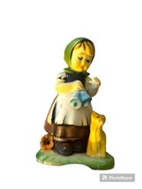 Vintage Plastic Pigtails Girl with Mailbox Made in Macau Figurine - $18.68
