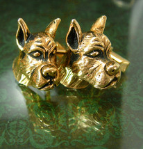 Vintage Swank BullDog cufflinks Dog Breeder Animal Lover boxer Terrier dog groom - £98.29 GBP