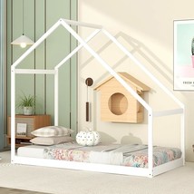 Kids Montessori Floor Bed With Roof, Wood Twin Floor Bed/Montessori Bed With Pla - £170.05 GBP