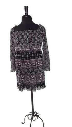 INC Womens Stylish TUNIC Top Black Fuchsia &amp; White Size S Small - $15.96