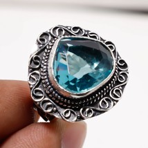 Swiss Blue Topaz Vintage Style Gemstone Ethnic Gifted Ring Jewelry 7.50&quot; SA 2185 - £6.02 GBP