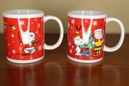 Snoopy and Woodstock Coffee Mugs Peanuts Galerie 2011 Set of 2  Christmas - £28.48 GBP