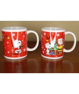 Snoopy and Woodstock Coffee Mugs Peanuts Galerie 2011 Set of 2  Christmas - $35.95