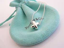 Tiffany &amp; Co X Necklace Signature Pendant Charm Chain Silver Gift Love Pouch Art - £289.98 GBP