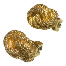 Christian Dior Gold-Tone Knot Clip-On Earrings Classic Designer - £179.63 GBP