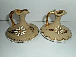 Atomic MCM White Splatter Sand Glaze Decanter Genie Bottle Vase Tan Gold Pottery - £45.12 GBP