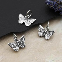 Sterling Silver Textured Butterfly Charm 11x11mm - $211.35 MXN