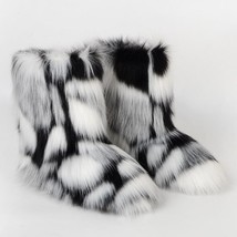 Winter Shoe Women&#39;s Winter Fluffy Faux Fox Fur Boots Woman Plush Warm Snow Boots - £53.56 GBP