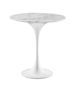 Modway Lippa Round Marble Side Table with White White Finish EEI-5680-WH... - $257.73