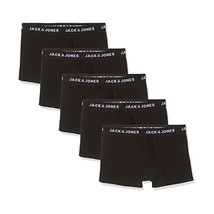 Jack &amp; Jones NOS Men&#39;s Jachuey Trunks 5 Pack Noos Boxer Shorts, (Black Detail Bl - $73.00