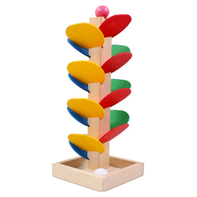 Wooden Tree Marble Ball Run Track Game Montessori Toy Building Blocks Baby Kid - £9.81 GBP