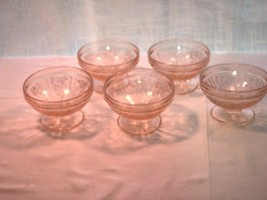5 Pink Sharon Depression Glass Sherbits - Mint Condition Federal Glass 1935-39 - £59.06 GBP