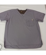 Carhartt Women's Gray Scrub Top V-Neck Two Pocket Workwear Chest Size 49" - $19.79