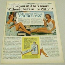 1963 Print Ad Q.T. Quick Tanning by Coppertone Pretty Lady Tans Indoors ... - $13.60