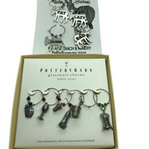 Wine Charms Lot Pottery Barn glassware White Wine Fat Ass Ranch Donkey C... - £14.21 GBP
