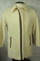 VINTAGE Fjord Fashions Off-White Nordic Wool Embroidered Woman&#39;s Coat 40... - $40.49