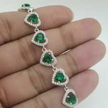 Simulated 10.00 CT Round Cut Emerald Diamond Bracelet 925 Silver Gold Plated - £155.54 GBP