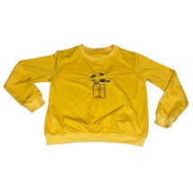 Rumwe Sunflower Mason Jar Crew Neck Ribbed hem pullover sweatshirt Yellow sz S/4 - £17.74 GBP