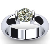 2 KT VVS1 / Rotondo Bianco Sporco Moissanite Diamante Solitario Ring 925 Argento - £80.20 GBP