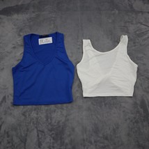 Shein Shirt Girls XS Blue White Sleeveless Vneck Set of 2 Cropped Tank Top - £17.78 GBP